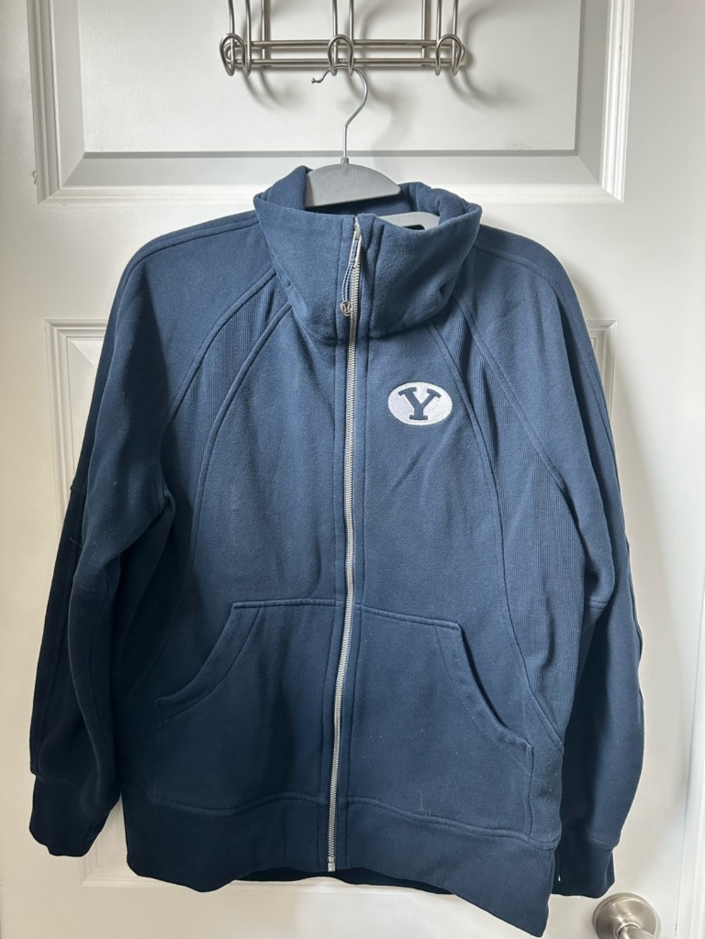 lululemon athletica Navy Fleece Jacket with White Logo Tag